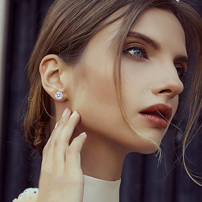 Dochais 4 Pairs Cubic Zirconia Stud Earrings Set 18K Gold Plated Hypoallergenic 4 Prong CZ Earrings for Women Girls Round Opal Ball Stud Tragus Cartilage Ear Jewelry