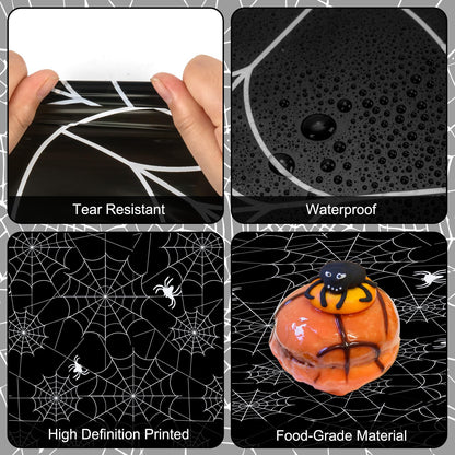 2 Pcs Halloween Tablecloth - Plastic Halloweens Spider Webs Table Cloth, Black Disposable Rectangle Spiderweb Table Cover for Halloween Party Decorations Supplies Favors Tables Decor, 108 x 54 Inch