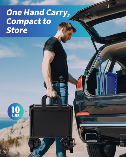 Ksend Small Collapsible Wagon with Wheels, Foldable Carts with 200lbs Load Capacity, Dog Wagon, Utility Shopping Cart for Groceries, Sports, Camping, Garden, Fishing, Black