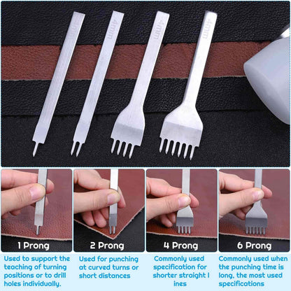 Cridoz 35 Pcs Leather Pouch Kit with Hole Punch, Sewing Tools, Waxed Thread and Large-Eye Stitching Needles for Beginner Crafting Projects