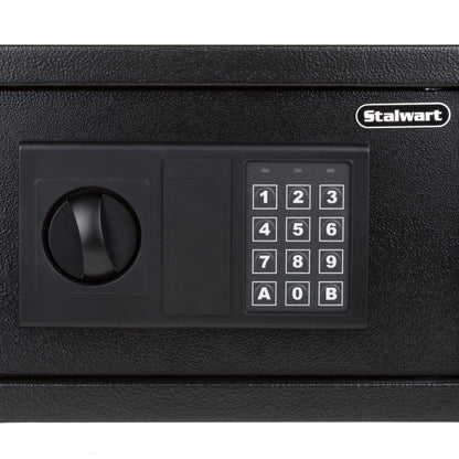 Digital Safe - Electronic Steel Safe with Keypad and Manual Override Keys - Protect Money, Jewelry, Passports - For Home, Business by Stalwart (Black), 12.2" (L) x 7.9" (W) x 7.9" (H)