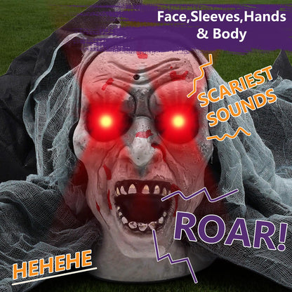 KiLiKuaLa Halloween Light-Up Animated Zombie Groundbreaker with Creepy Sound for Halloween Outdoor,Lawn,Yard,Garden,Patio Decorations