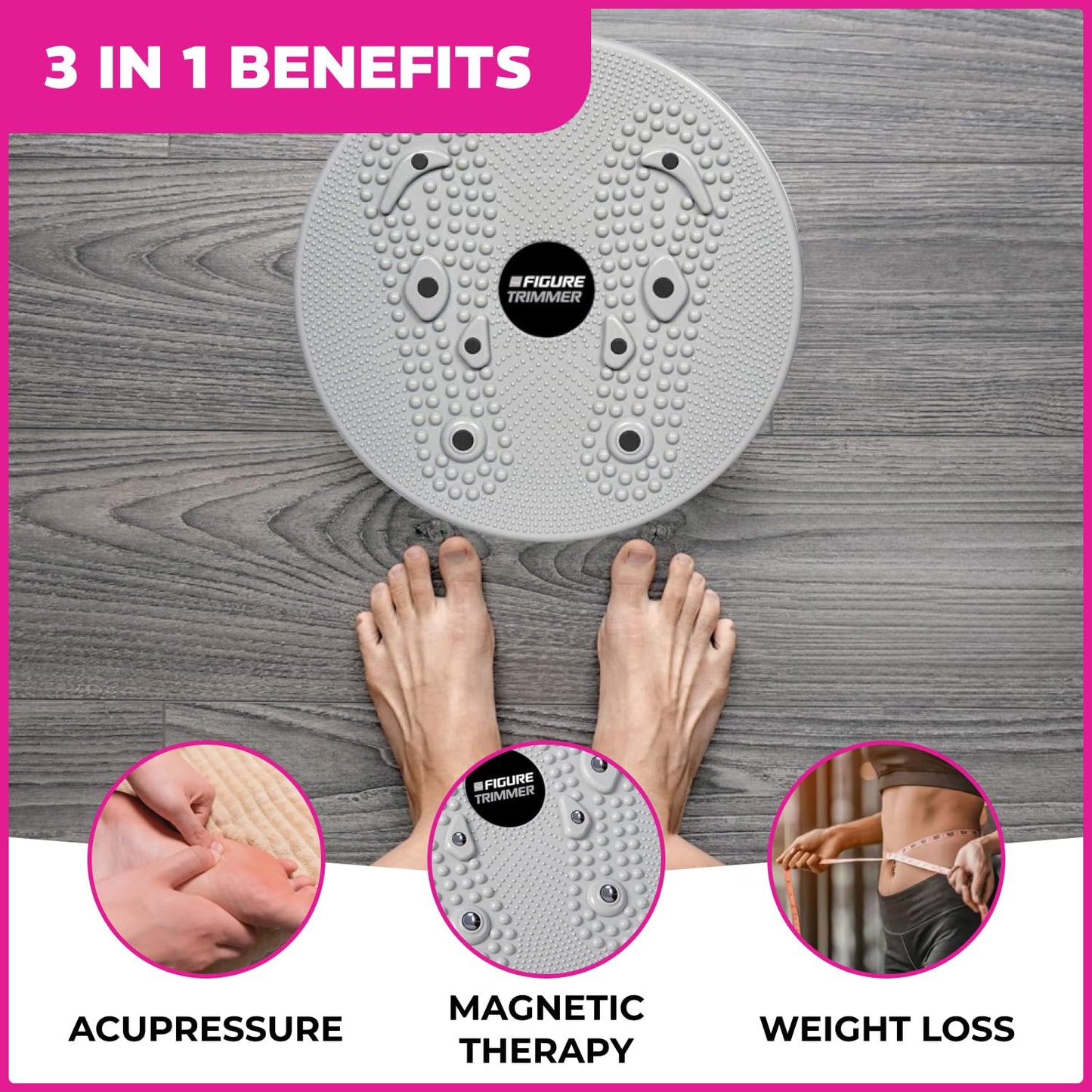 Figure Trimmer Core Abs Twister Board - Waist Sculptor Twister Board for Core & Ab Exercise - Waist Twisting Disc, Dizzy Disc Twist Board for Slimming Workout with 8 Magnets Reflexology