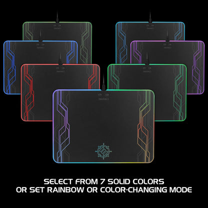 ENHANCE LED Gaming Mouse Pad RGB - Hard Mouse Pad with 7 Light Up Modes and Brightness Controls - Large Surface (13.75 x 9.8 in) with Glowing Lights and Rubber Non-Slip Grip for Desktop Gamers