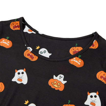 Halloween Night Shirts for Women Goth Sleep Shirt Skeleton Sleepwear Pumpkin Print Night Gown Ladies Gothic Night Dress Long Sleeve Nightgown Pumpkin 01 L
