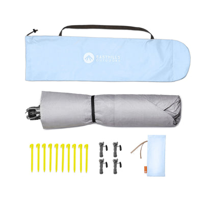 Easthills Outdoors Instant Shader Deluxe XL Beach Tent Easy Up 99" Wide for 4-6 Person Sun Shelter - Extended Zippered Porch Included Blue