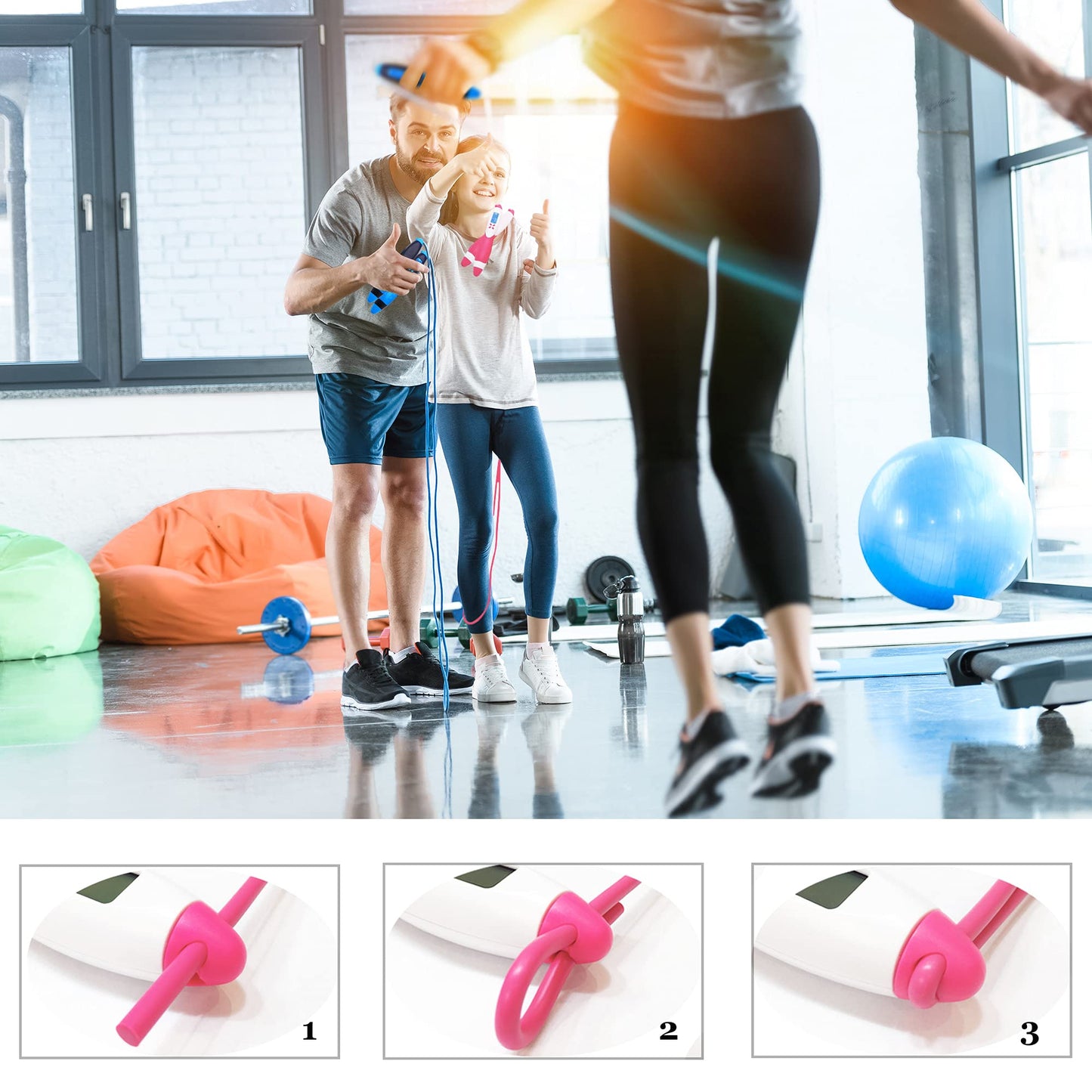 Jump Rope,Digital Counting Speed Jumping Rope Counter for Indoor and Outdoor Fitness Boxing Training Adjustable Weighted Jump Rope Workout for Men,Women,Children Cordless Skipping Rope-Pink