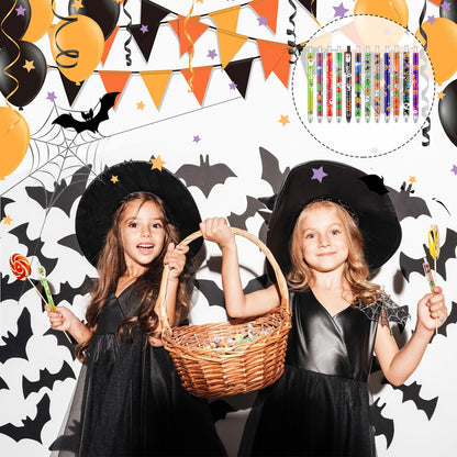 Leinuosen 72 Pieces Halloween Ballpoint Pen Retractable Gel Ink Pen Halloween Cute Cartoon Pens Holiday Pens for Office Stationary Writing Pen Halloween Home Decor Party Gift