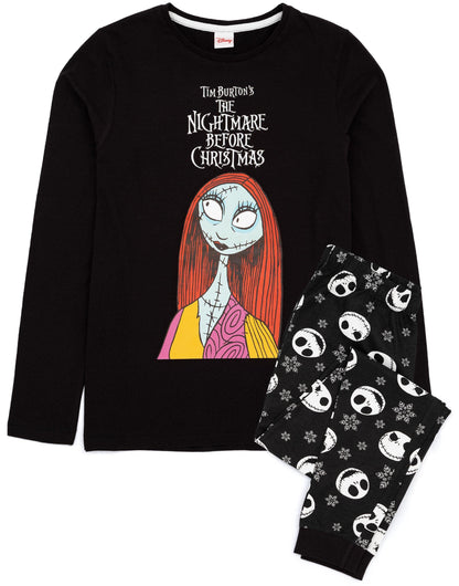 Disney The Nightmare Before Christmas Womens Pajamas | Jack Skellington Sally Halloween Matching Long Sleeve Long Leg PJ Set