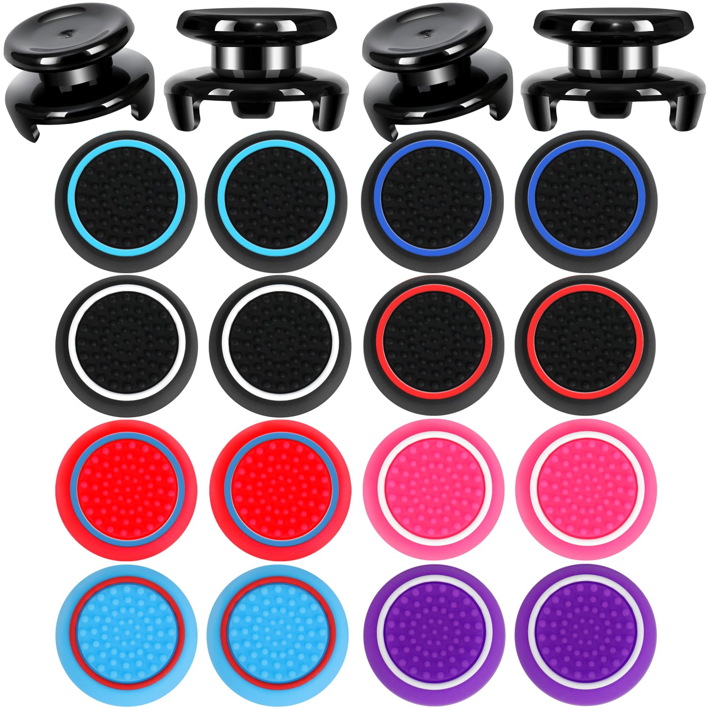 PS5 Controller Accessories PS4 Controller Grips Thumbstick Grips with 2 Pairs 9.9mm High Rise Joystick Grips and 16 Pieces Thumb Caps Compatible with PlayStation 4 and PlayStation 5 Controller-2T-B1