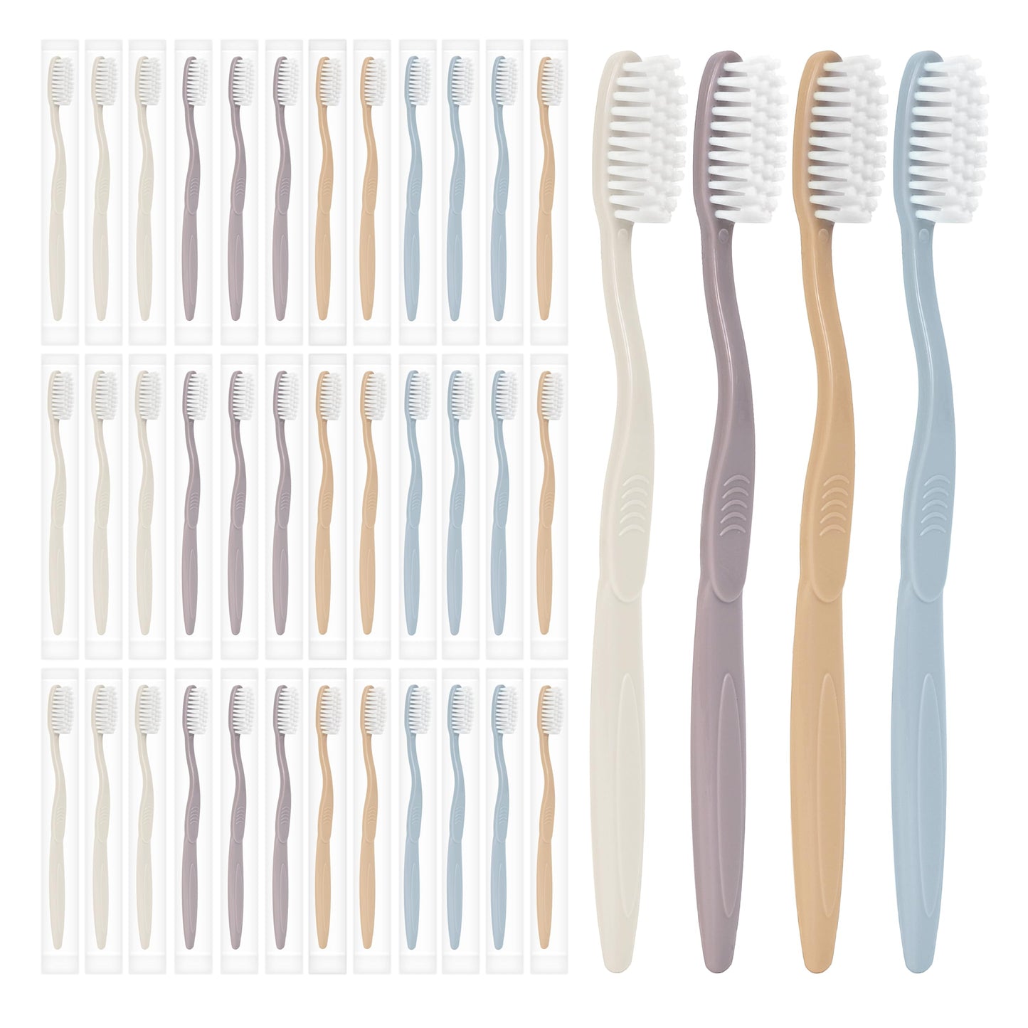 DR.BRIGHT 40-Pack Individually Wrapped Toothbrushes with Tongue Scraper | Bulk Soft Bristle Toothbrush Set for Adults, Travel-Friendly Disposable Toothbrushes for Hotels, Dental Offices(Multi-Colored)