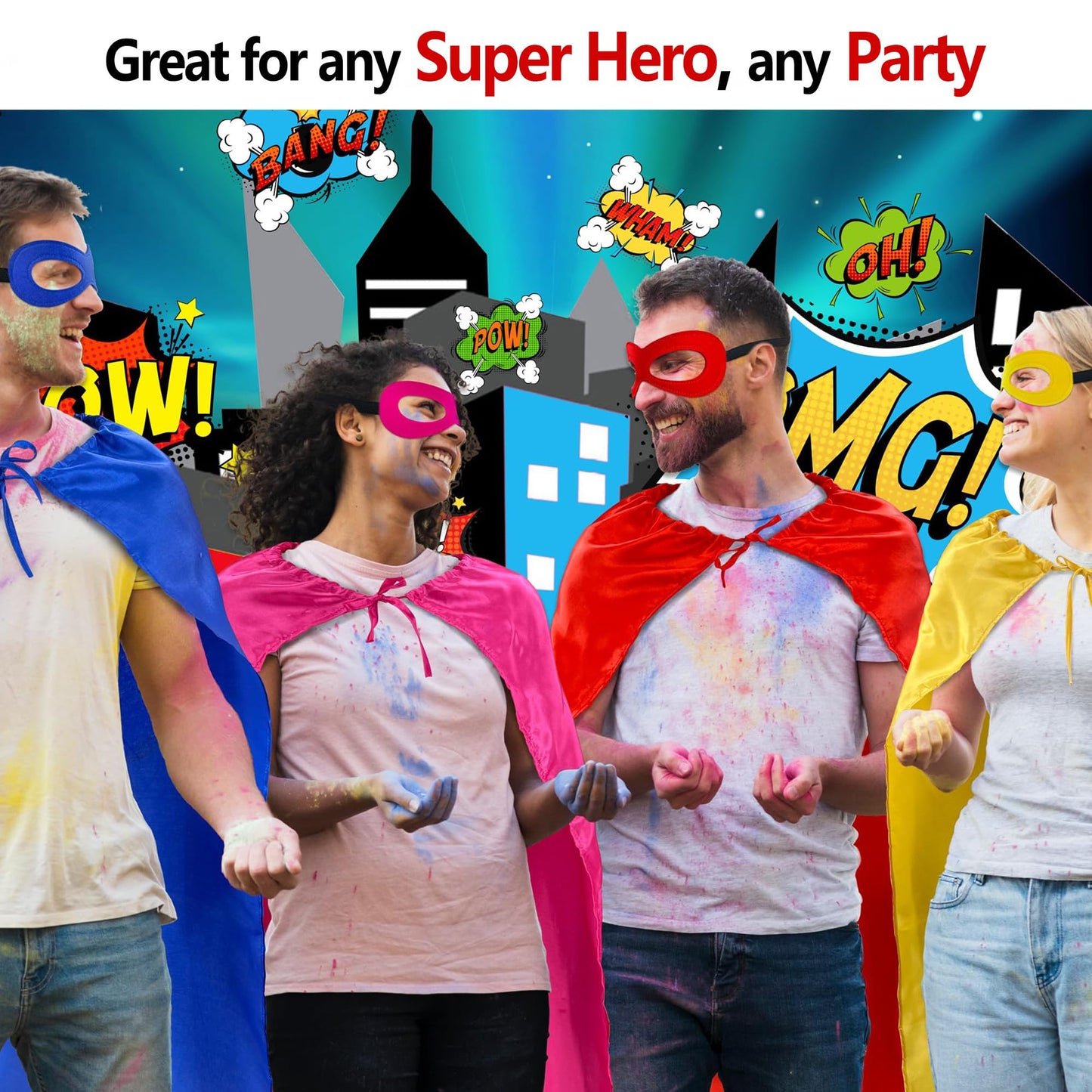 D.Q.Z Bulk Superhero-Capes and Masks for Adults Super Hero Costume Women Men Group Halloween Team Spirit Party,10 Pack
