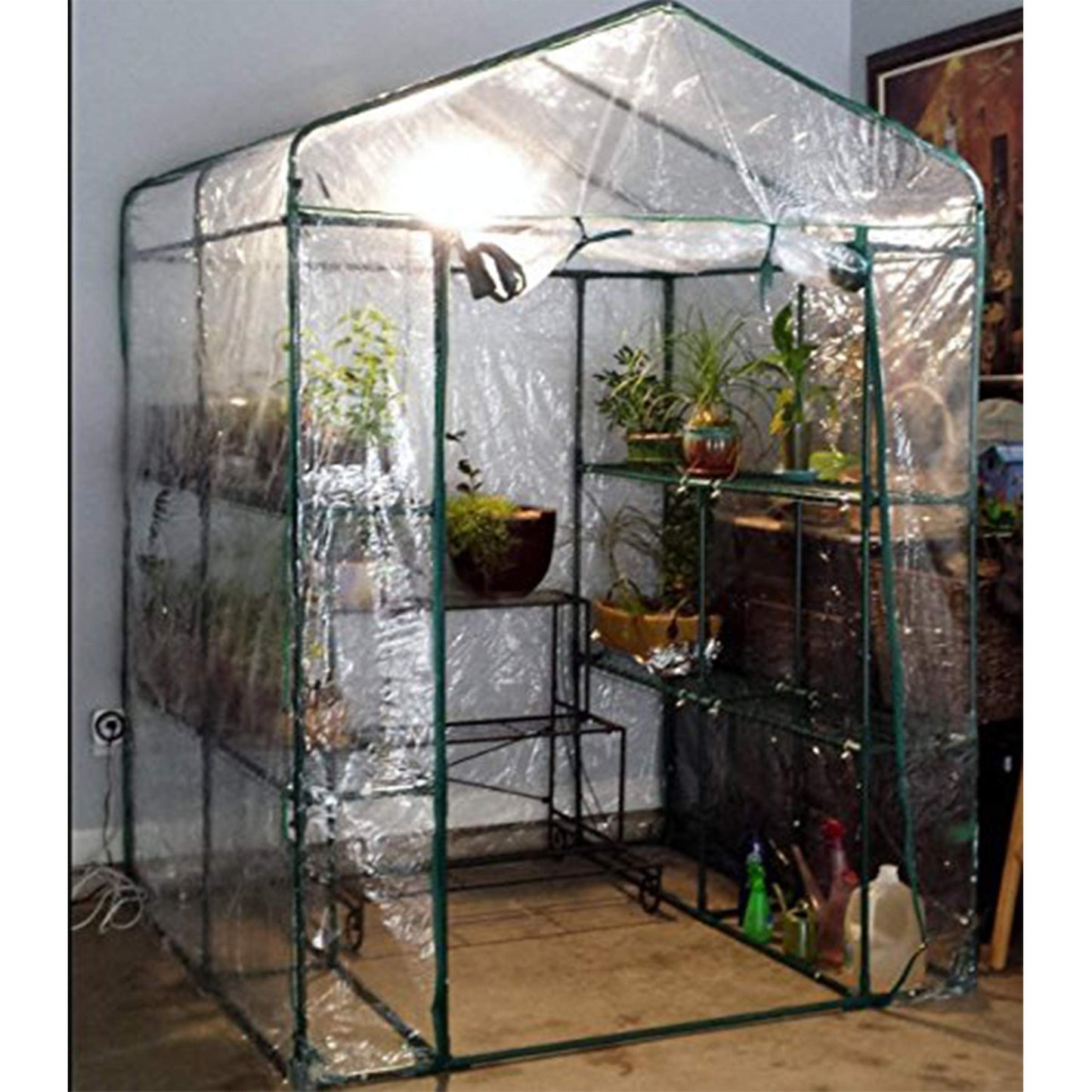 Home-Complete 514537FXW Walk-in Greenhouse-Indoor Outdoor with 8 Sturdy Shelves-Grow Plants, Seedlings, Herbs, or Flowers in Any Season-Gardening Rack, Green