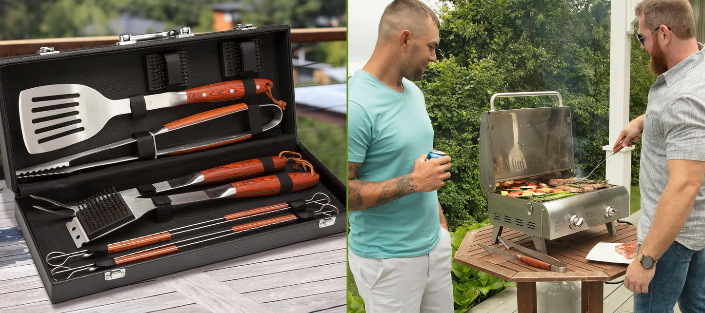 Cuisinart 10-Piece Premium Grilling Set, Grill Accessories Stainless Steel BBQ Tools, Storage Tote for Spatula, Tongs, Grill Brush, and More, Perfect for BBQ, Cookouts, Camping, Tailgates