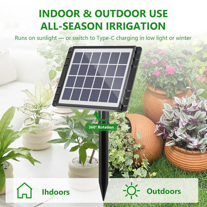 HEKIWAY 49FT Solar Drip Irrigation System, Auto Watering Kit for 15 Pots, Solar-Powered Plant Watering, 25 Timer Modes, 900ml/min Flow Indoor/Outdoor Garden, Balcony & Patio Irrigation System