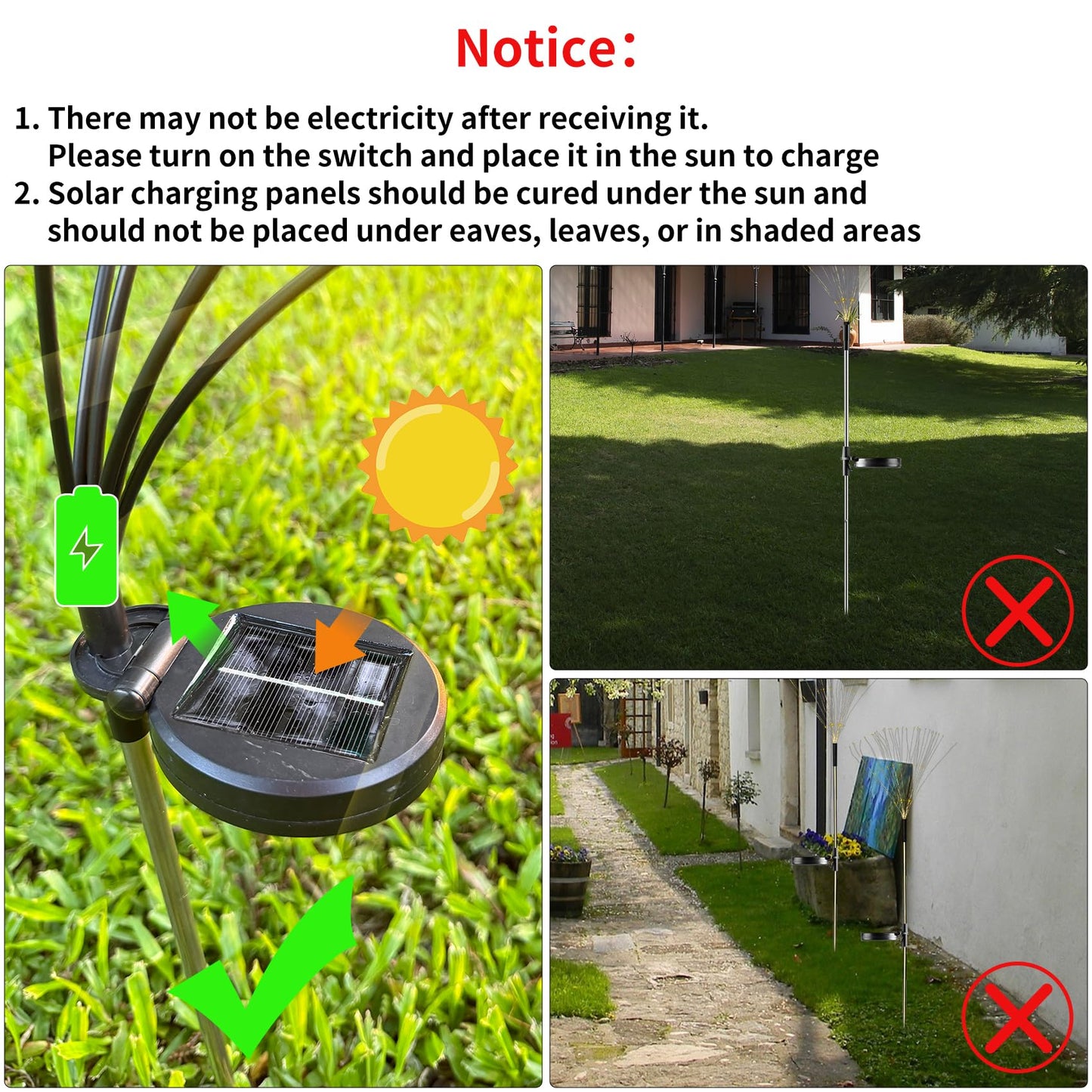 JJGoo Solar Firework Lights, 2 Pack 120 LEDs 2 Lighting Modes Solar Garden Lights Outdoor Waterproof for Yard Patio Walkway Pathway Party Wedding Christmas Decorative- Cool White