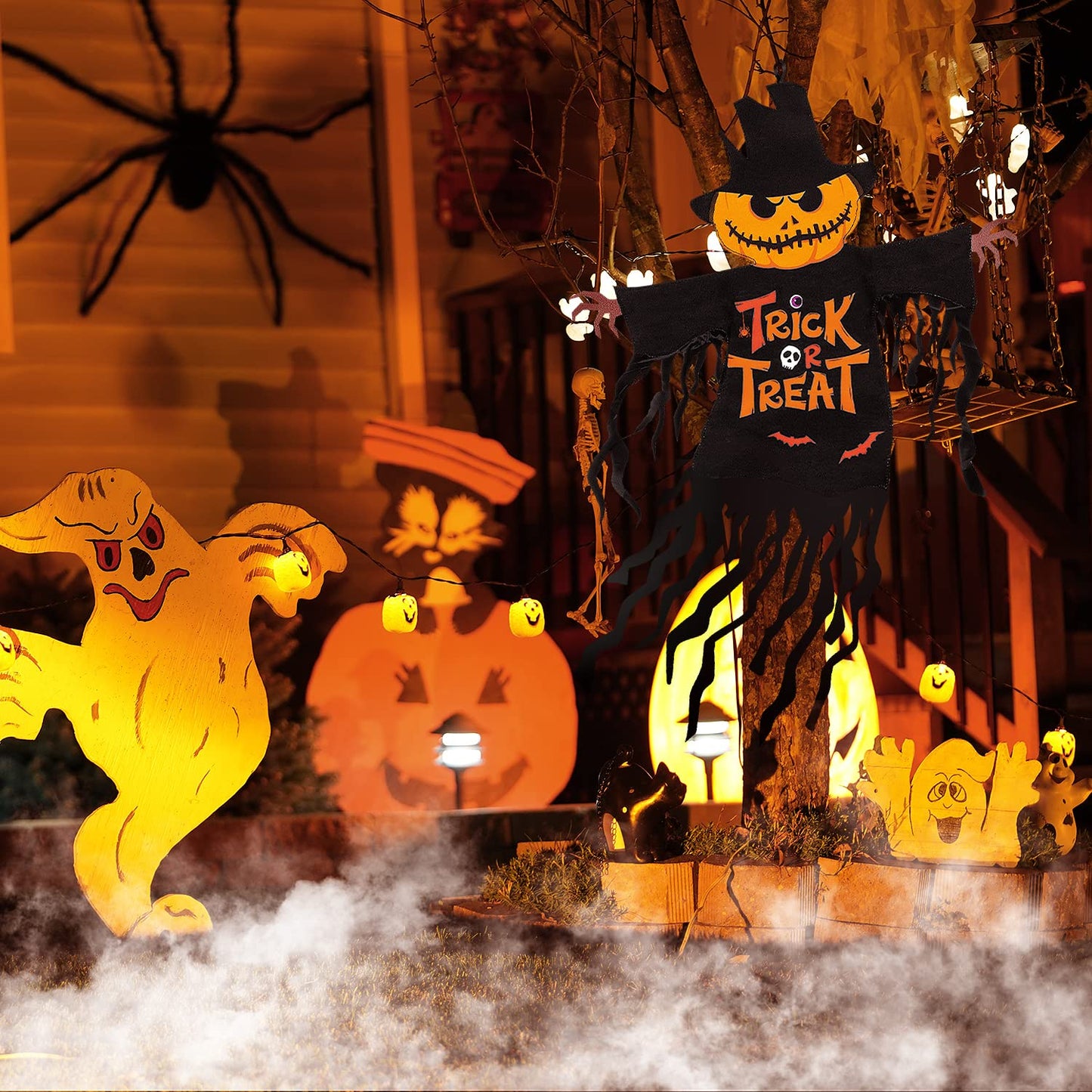 Halloween Garden Flag Outdoor Decorations for Outside Double-Sided Printed, Pumpkin Ghost Winter Yard Flags House Yard Seasonal Decoration 22 x 23 Inch Treat or Trick