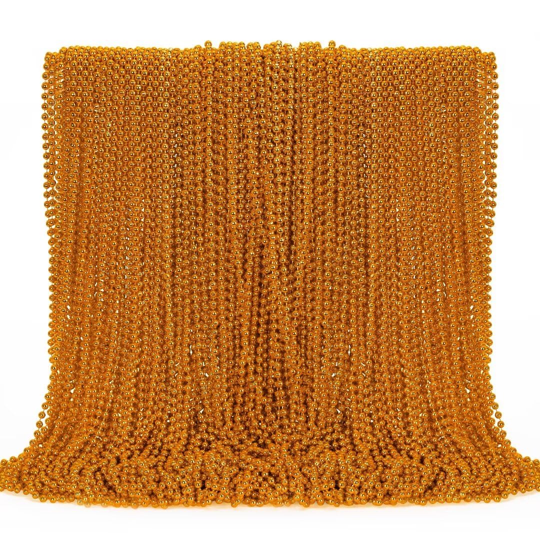 144PCS Bead Necklace, Orange Halloween Bead Necklaces Party Favors, 33" Mardi Gras Beads Necklaces Costume Bulk, Festival Parade Throw Accessories for Mardi Gras Halloween Wedding Celebrations Decor