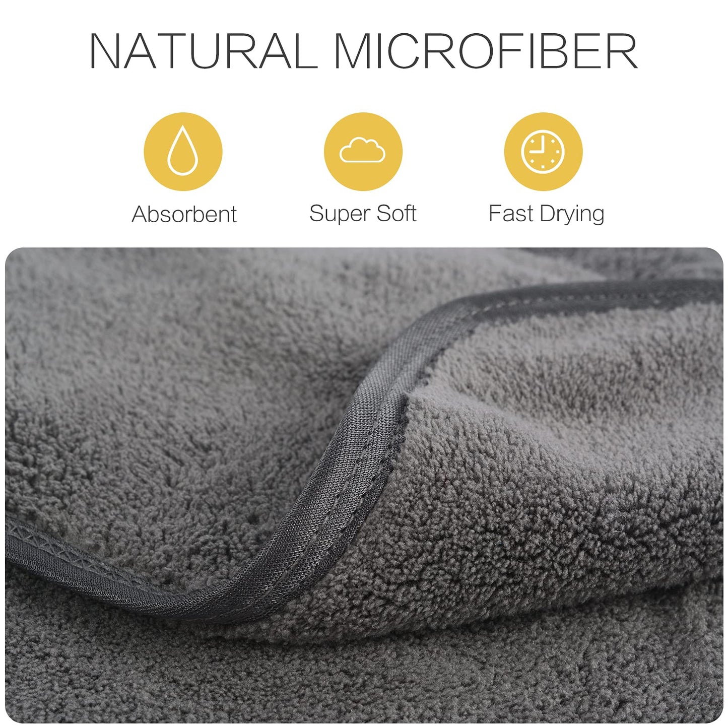 KinHwa Reusable Makeup Remover Cloths Soft Microfiber Face Cleansing Cloth Magically Remove Cosmetics Only with Water 6inch x 12inch 3 Pack Dark-Gray