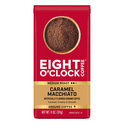 Eight O'Clock Coffee Caramel Macchiato Ground Coffee, Medium Roast, 11 Ounce (Pack of 1) - Caramel, Creamy, Smooth