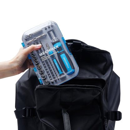 68 Piece MECHMAX Magnetic Ratchet Screwdriver Set, Socket and Interchangeable Bits Slotted, Phillips, Star, Precision Bits with Case for Home, Office, Car, Automotive, Ring Doorbell and as A Gift