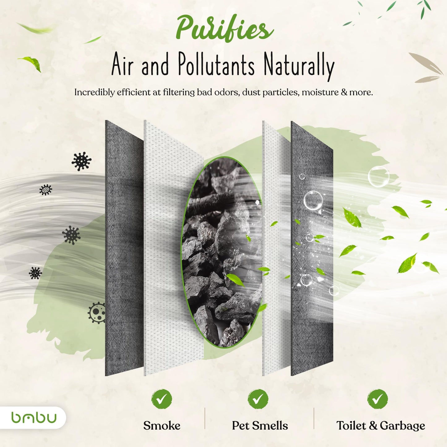 1000g Large Bamboo Charcoal Air Purifier Bag - Car Deodorizer Freshener - Remove Odor and Control Moisture in Your RV, Camper, SUV, Truck, Closet, Mobile Home, Storage - Non fragrant 1kg