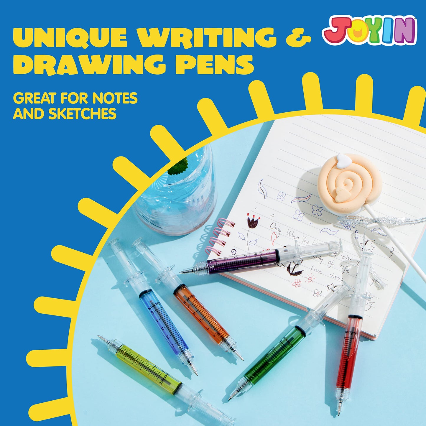 JOYIN 36pk Retractable- Syringe Pens Bulk Party Favors Fun Nurse Pens, Multi Color Novelty Nursing School Supplies, Halloween Party Favors