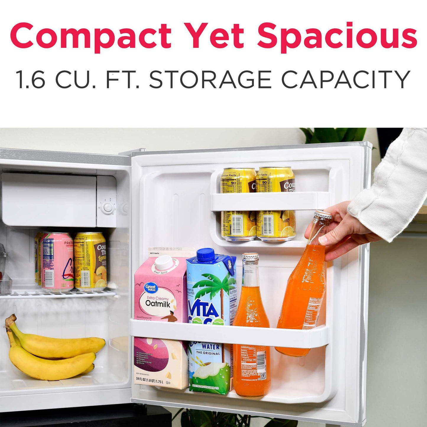 Frigidaire EFR176 Retro Compact Fridge with Chiller Mini Refrigerator with Built-in Bottle Opener for Office, Bedroom, Dorm Room or Cabin, 1.6 cu ft 16" D x 18" W x 18.5" H, Moonlight