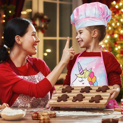 Vanmor Unicorn Kids Cooking and Baking Sets, 11Pcs Kids Aprons for Girls, Kids Chef Hat and Pink Apron, Mitt & Utensil for Toddler Dress Up Chef Costume Birthday Gifts for 3 4 5 6 7 8 Years Old Girls