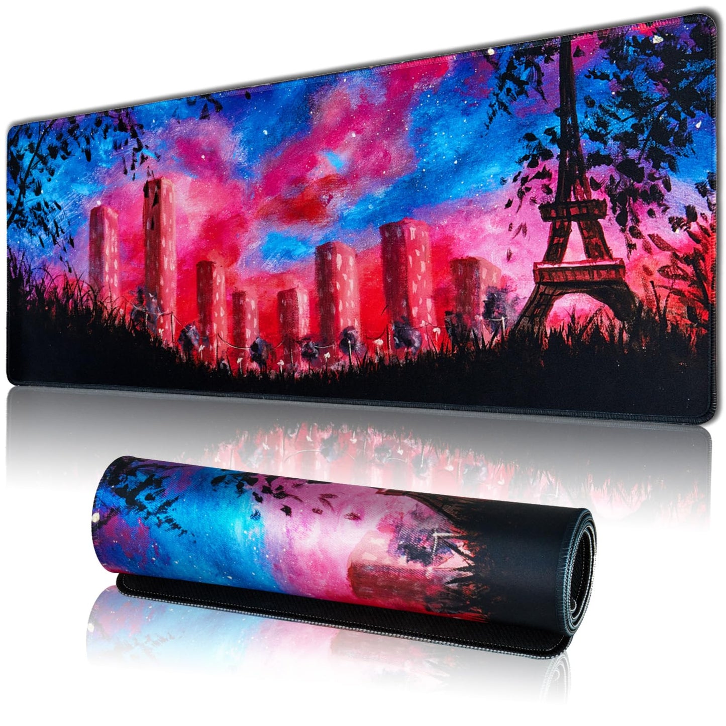 Hopipad Pink Large Gaming Mouse Pad, XL Desk Mat with Seamed Edges, Waterproof, Non-Slip Rubber Base, 31.5x11.8 Inch Keyboard Pad, Big Mousepad