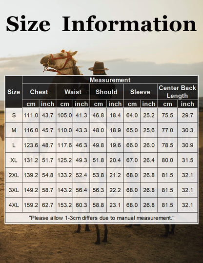 COOFANDY Mens Western Cowboy Shirt Embroidered Denim Long Sleeve Casual Button Down Shirt Black, Large