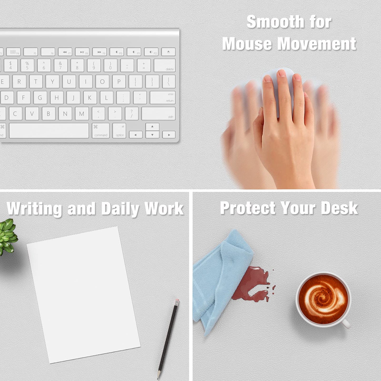 Hsurbtra Desk Pad, 30" x 14" PU Leather Desk Mat, XL Extended Mouse Pad, Waterproof Desk Blotter Protector, Ultra Thin Large Laptop Keyboard Mat, Non-Slip Desk Writing Pad for Office Home, Gray