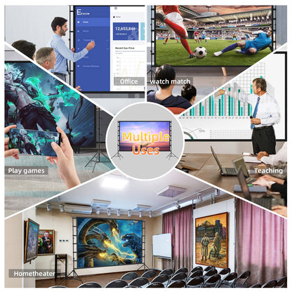 Lejiada 150" Portable Projector Screen with Stand, Foldable & Anti-Crease, HD 4K Movie Screen for Outdoor/Indoor Use, Home Theater, Parties & Business Presentations - Includes Carry Bag