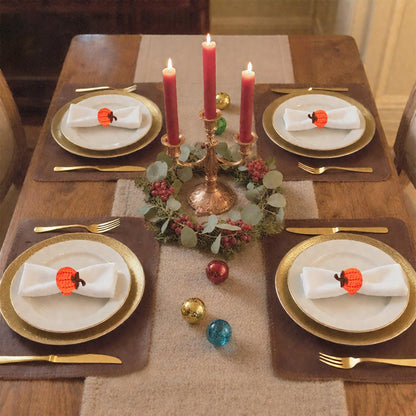 D-buy Set of 4 Pumpkin Napkin Rings, Fall Napkin Rings Thanksgiving Halloween Napkin Ring Holder, Handcrafted Crochet Napkin Holders for Thanksgiving Dinner Table Décor (4, Orange)