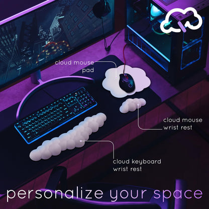 Create-ables Qloud Cloud Wrist Rest Keyboard Wrist Rest for Computer Keyboard Pad, Cloud Keyboard Wrist Rest, Wrist Pad for Keyboard, Memory Foam, Non Slip Base, Comes with Mouse Pad - Beige