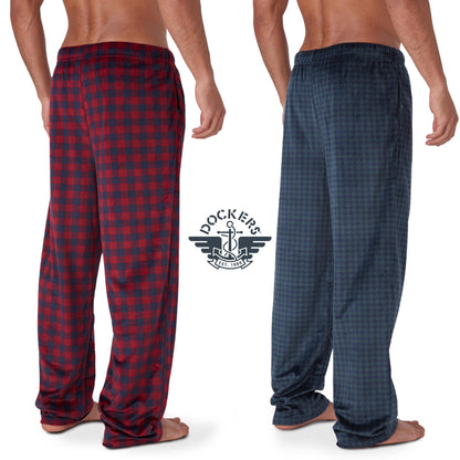 DOCKERS Fleece Pajama Pants for Men, 2 Pack Lounge Sleepwear PJs with Pockets
