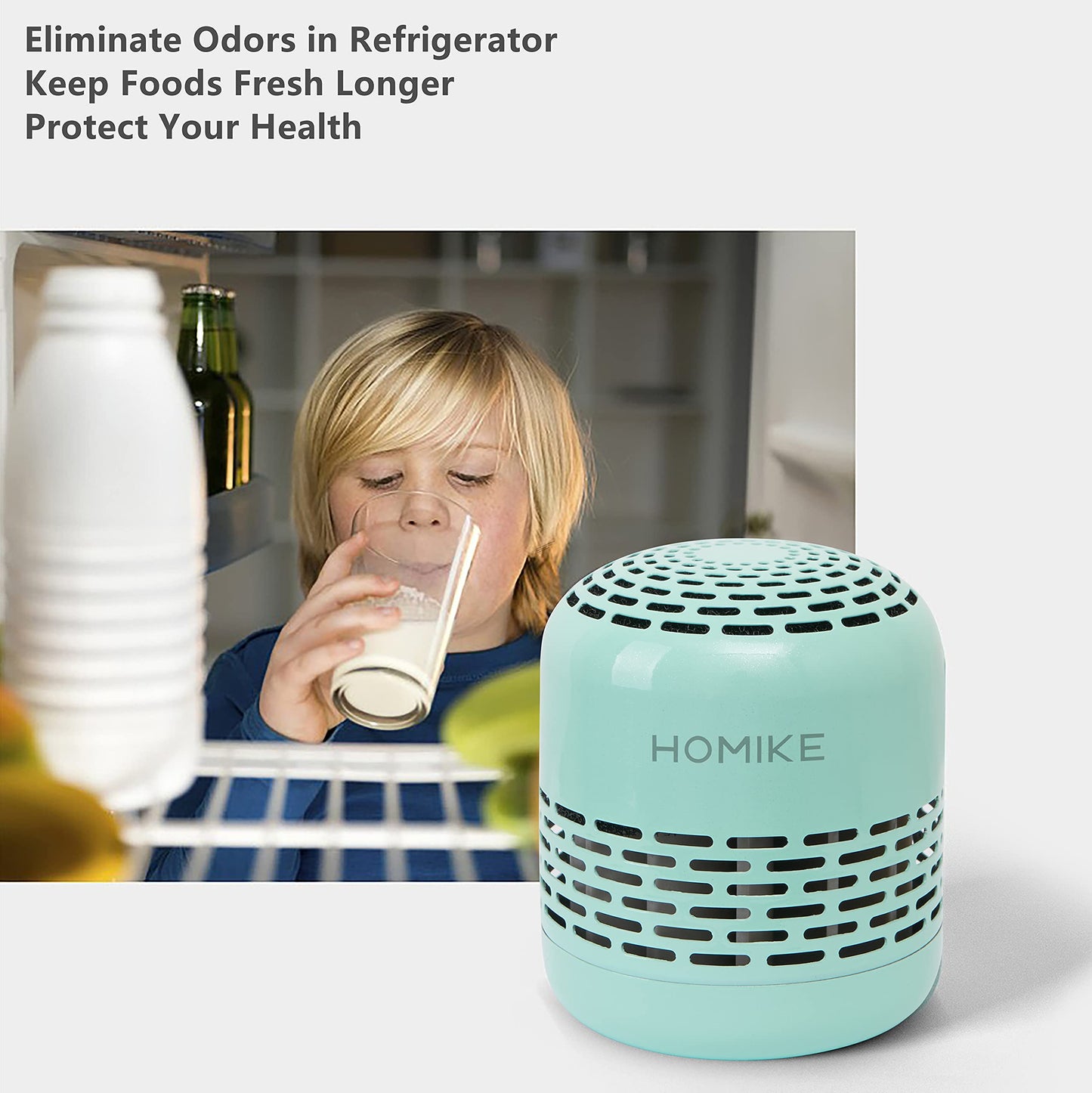 HOMIKE Refrigerator Deodorizer, Odor Eliminator,Last up to 10 Years for Car,Closet,Shoes Cabinet,Fridge and Freezer,Outperforms Baking Soda and Activated Carbon (Green)