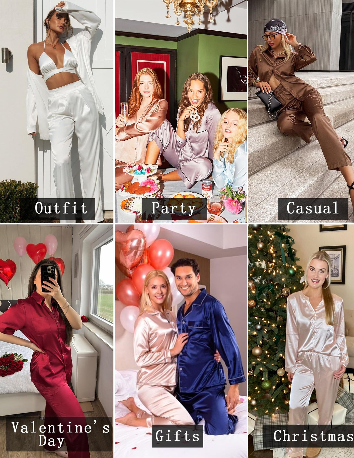 Ekouaer Silk Pajamas For Women 2 Piece Set Satin Pjs Long Sleeve Button Up Sleepwear Comfy Lounge sets