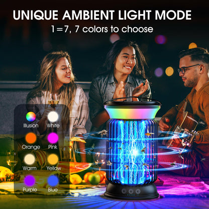 GTERT Solar Bug Zapper Outdoor, Electric Bug Zapper, 6000mAh Rechargeable Mosquito Zapper, Cordless Fly Zapper, 4 Modes Waterproof Insect Zapper for Home Garden Patio Backyard Camping