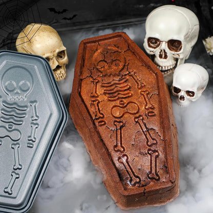 Kundalini Halloween Skeleton Cake Pan, Coffin Shaped Non-Stick Baking Mold