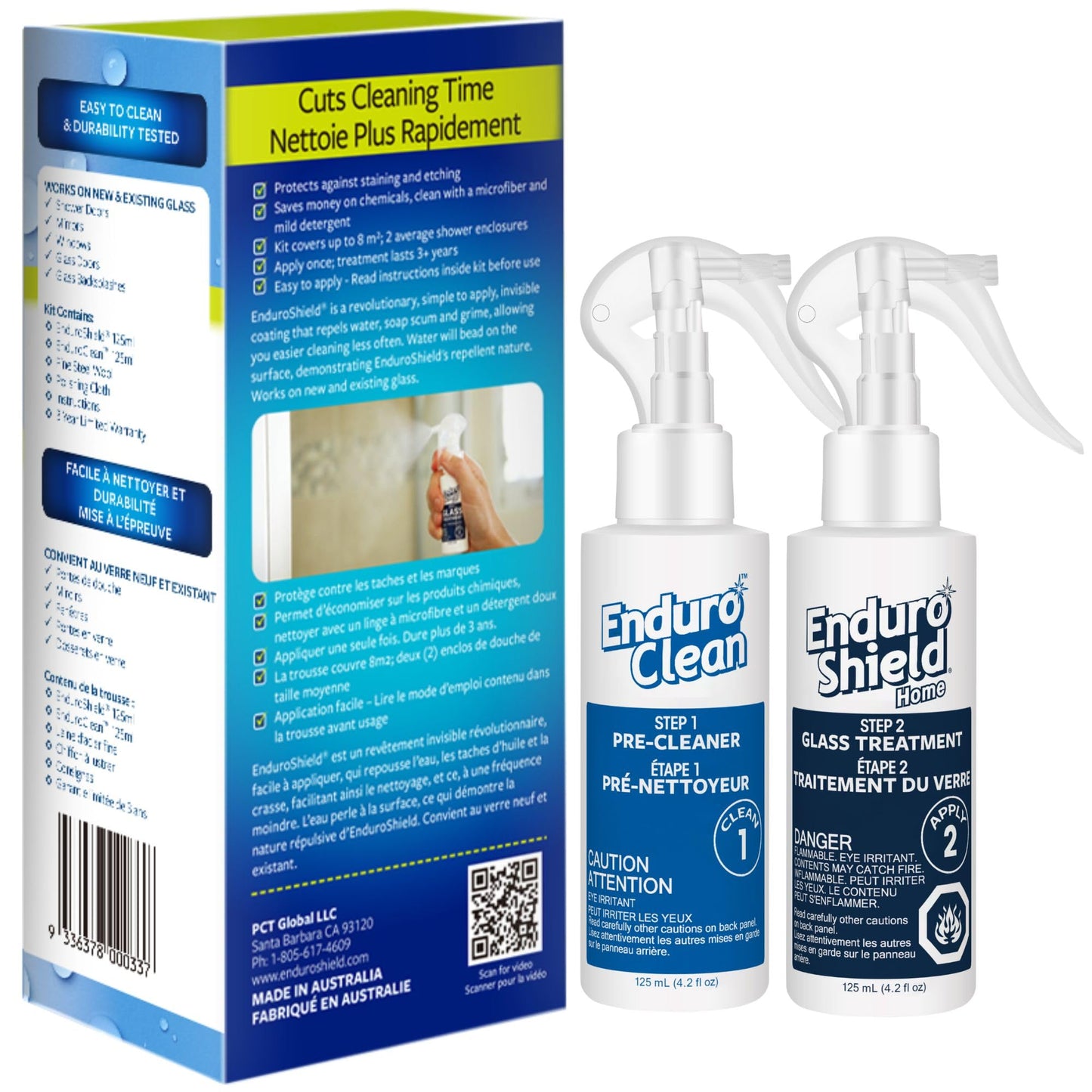 EnduroShield Glass Treatment Kit - Advanced Protection for Glass Surfaces - Repels Soap Scum, Grime & Dirt Without Harsh Chemicals - 4.2 fl oz