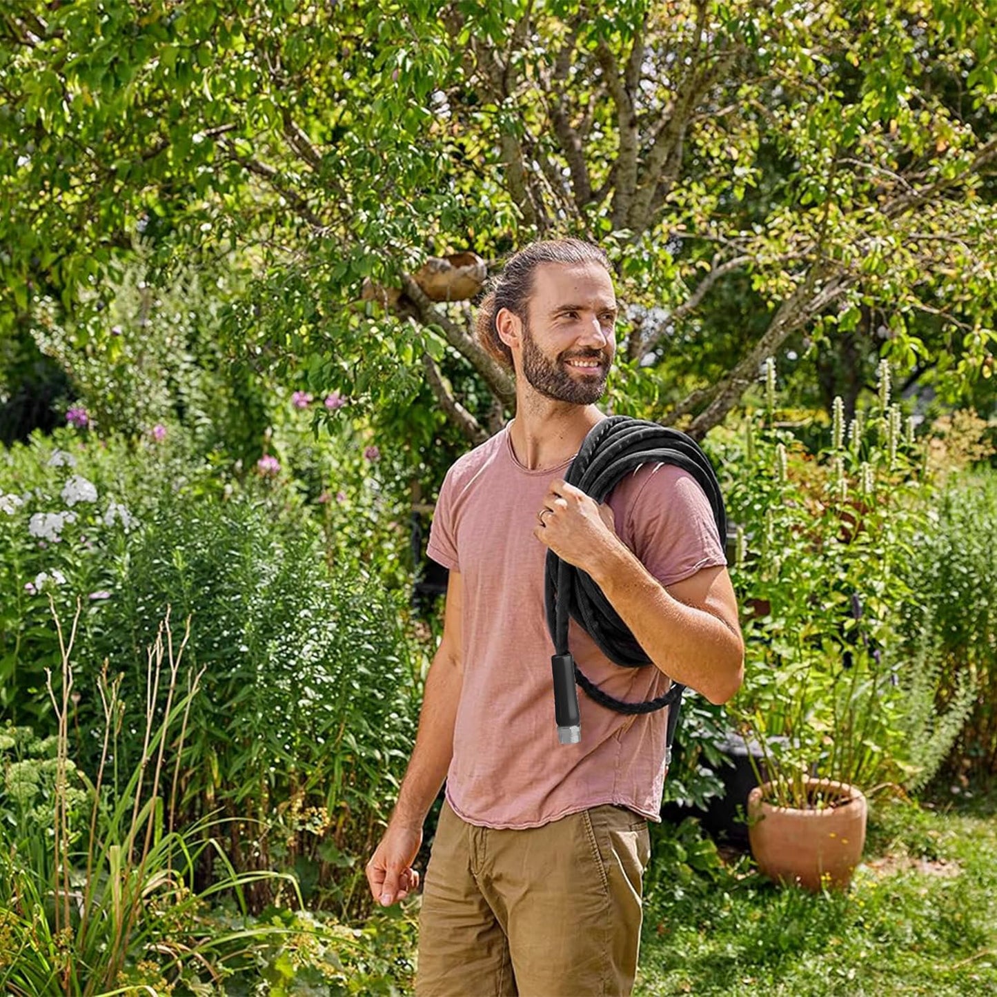 GUKOK Non-Expanding Garden Hose, Ultra Lightweight, Abrasion Resistant, Durable, Kink-Free Garden Hose, RV, Marine and Camper Hose, 100-Feet x 1/2"