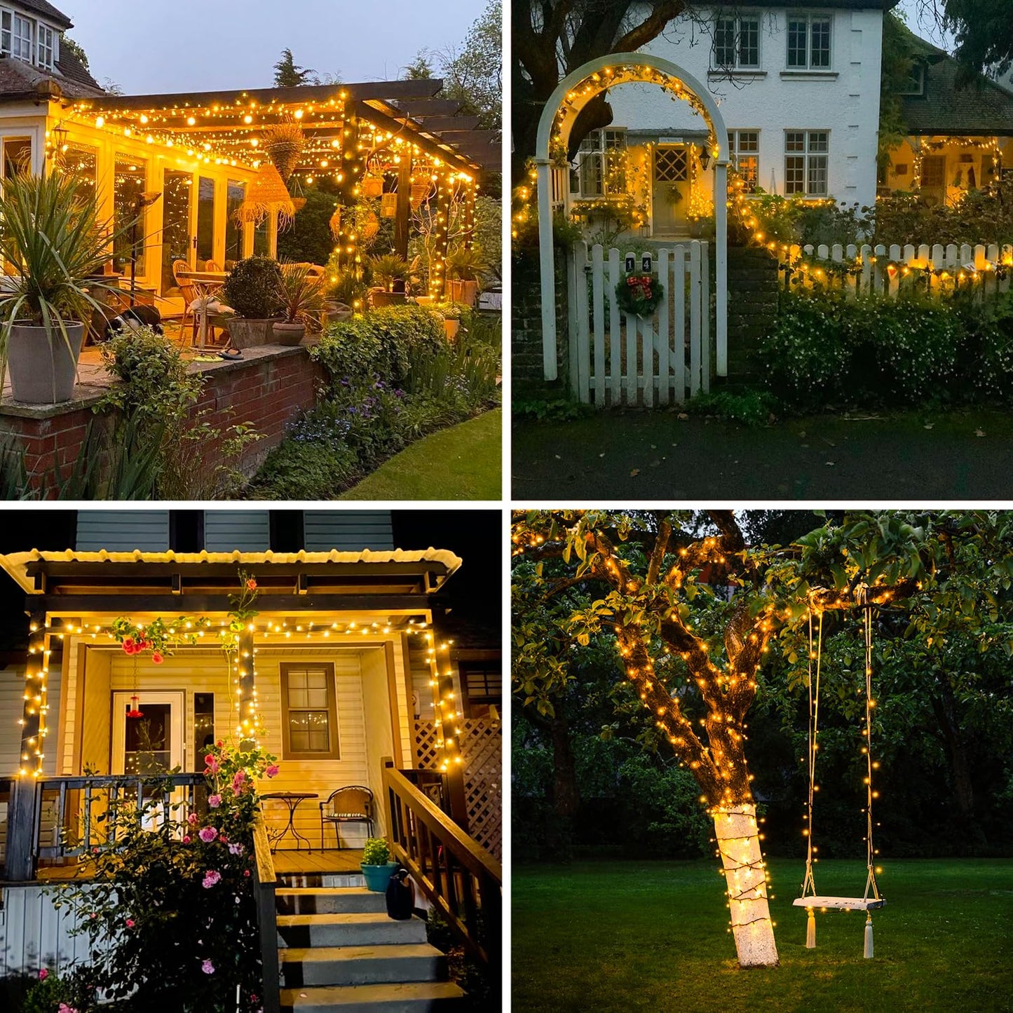 JMEXSUSS 2 Pack Solar String Lights Outdoor Waterproof - Total 400 LED 151FT Solar Lights Outdoor, 8 Modes Warm White Christmas Light for Outside Patio Yard Tree Garden Christmas Decorations