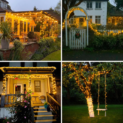 JMEXSUSS 2 Pack Solar String Lights Outdoor Waterproof - Total 400 LED 151FT Solar Lights Outdoor, 8 Modes Warm White Christmas Light for Outside Patio Yard Tree Garden Christmas Decorations