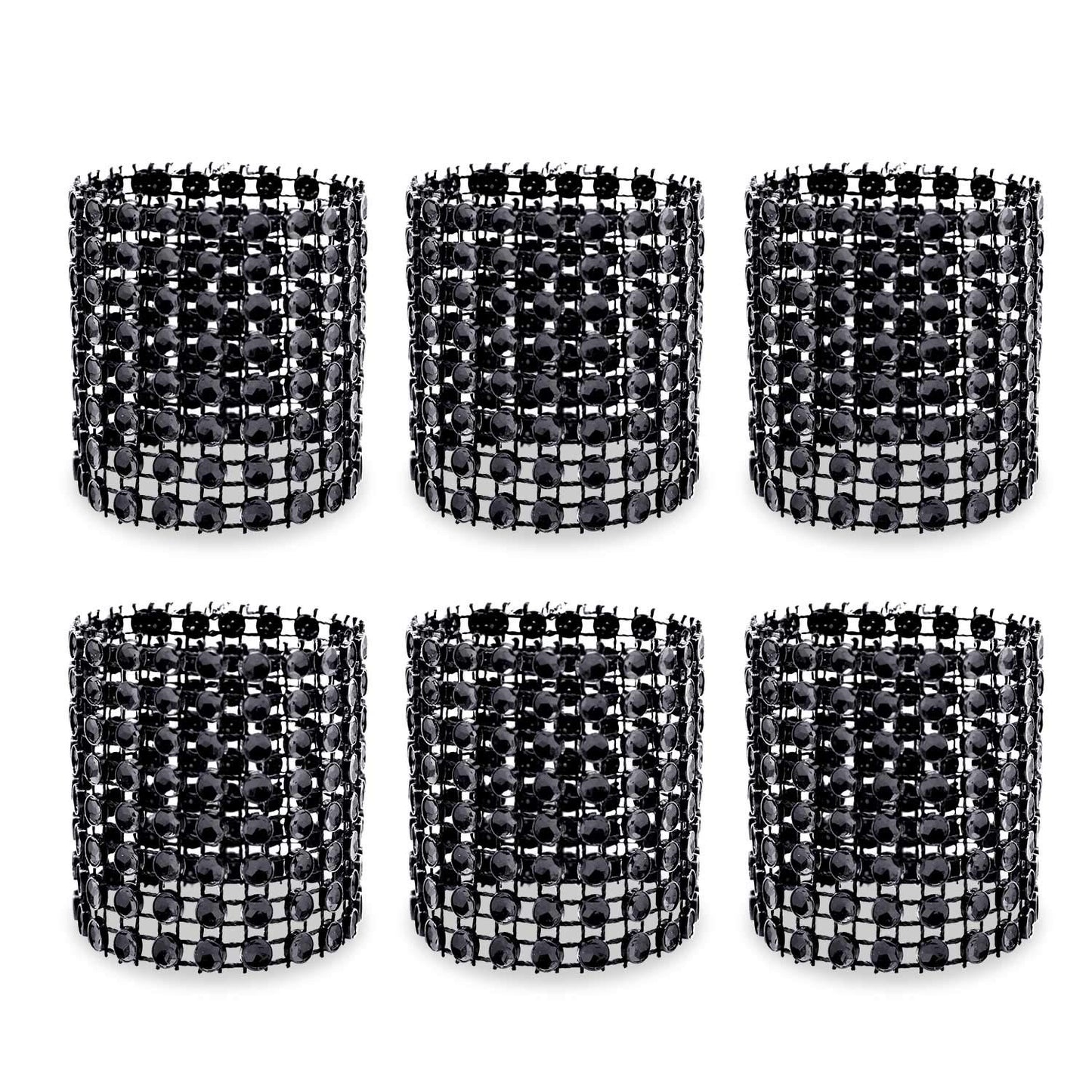 KPOSIYA Napkin Rings, Pack of 120 Rhinestone Napkin Rings Diamond Adornment for Place Settings, Wedding Receptions, Dinner or Holiday Parties, Family Gatherings (120, Black)