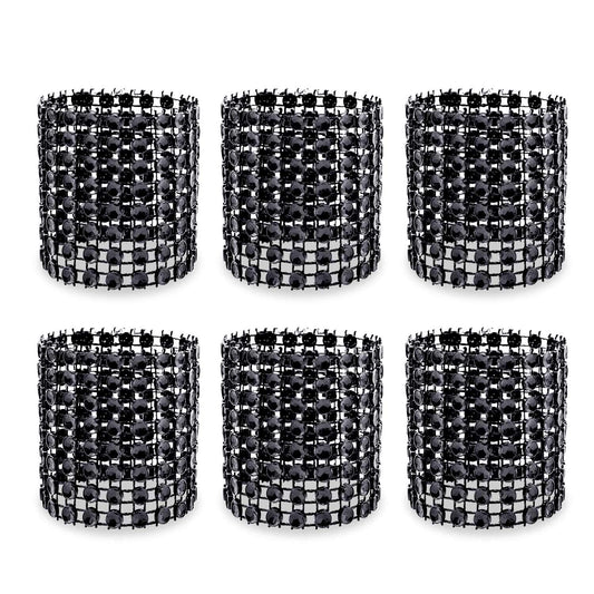 KPOSIYA Napkin Rings, Pack of 120 Rhinestone Napkin Rings Diamond Adornment for Place Settings, Wedding Receptions, Dinner or Holiday Parties, Family Gatherings (120, Black)