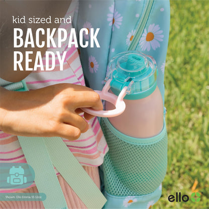 Ello Emma 14oz Vacuum Insulated Stainless Steel Kids Water Bottle with Straw and Built-in Carrying Handle and Leak-Proof Locking Lid for School Backpack, Lunchbox and Outdoor Sports, Cotton Candy