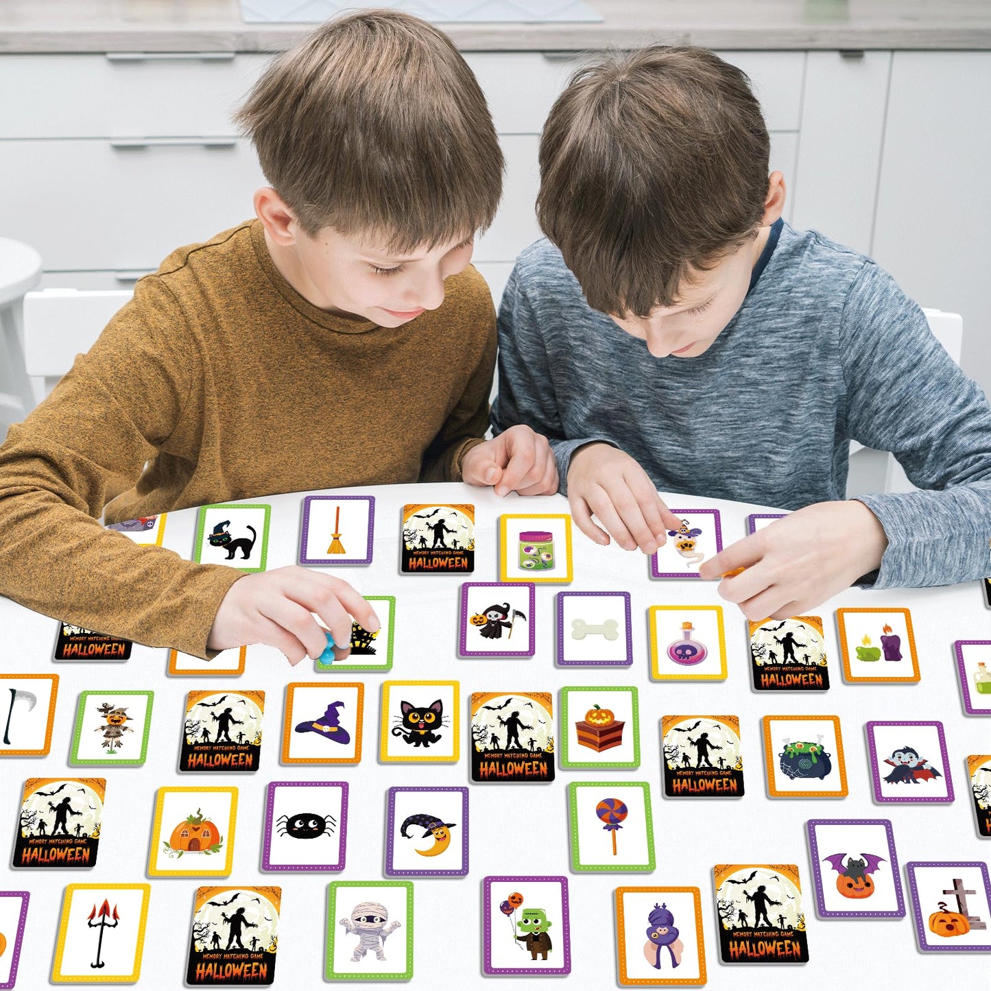 gisgfim 50 Pairs Memory Matching Game Happy Halloween Concentration Memory Games Card for Kids Educational Ages 3-8 A Fun & Fast Halloween Theme Matching Games