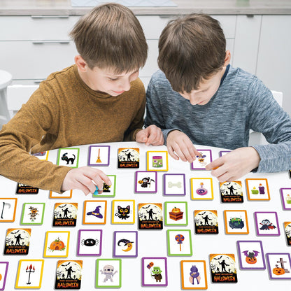 gisgfim 50 Pairs Memory Matching Game Happy Halloween Concentration Memory Games Card for Kids Educational Ages 3-8 A Fun & Fast Halloween Theme Matching Games