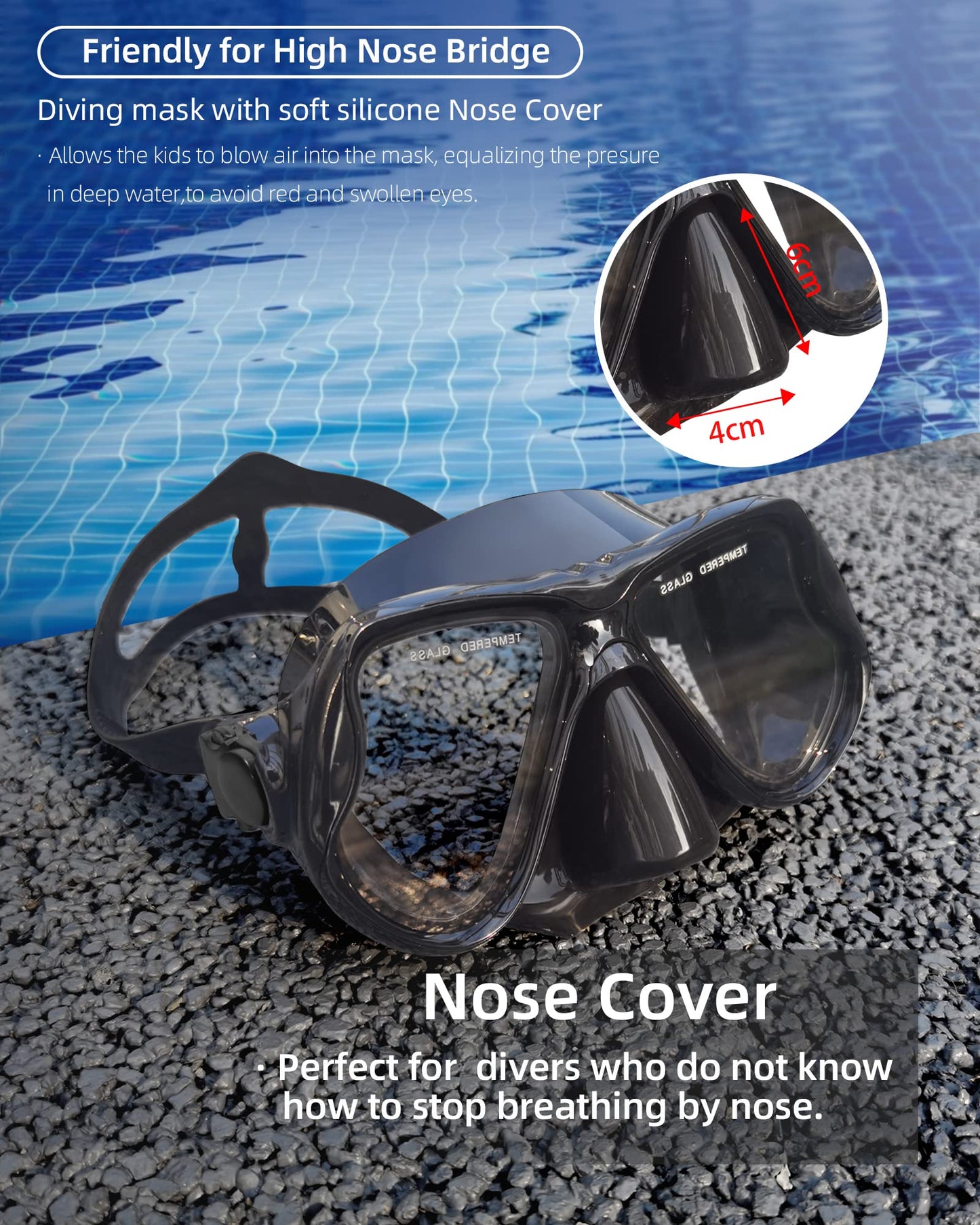 Keary Goggles Swimming Adult Mask Swim Goggles for Men Women Teens Adult Youth 180° Wide View Soft Silicone Skirt Clear No Leak Anti-Fog Swim Goggles with Nose Cover Pool Underwater Water Mask Glasses